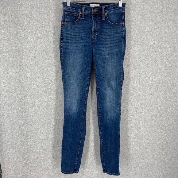Madewell Womens 10" High Rise Skinny Jeans Size 26 Tall Long Classic Whiskering - Picture 1 of 15